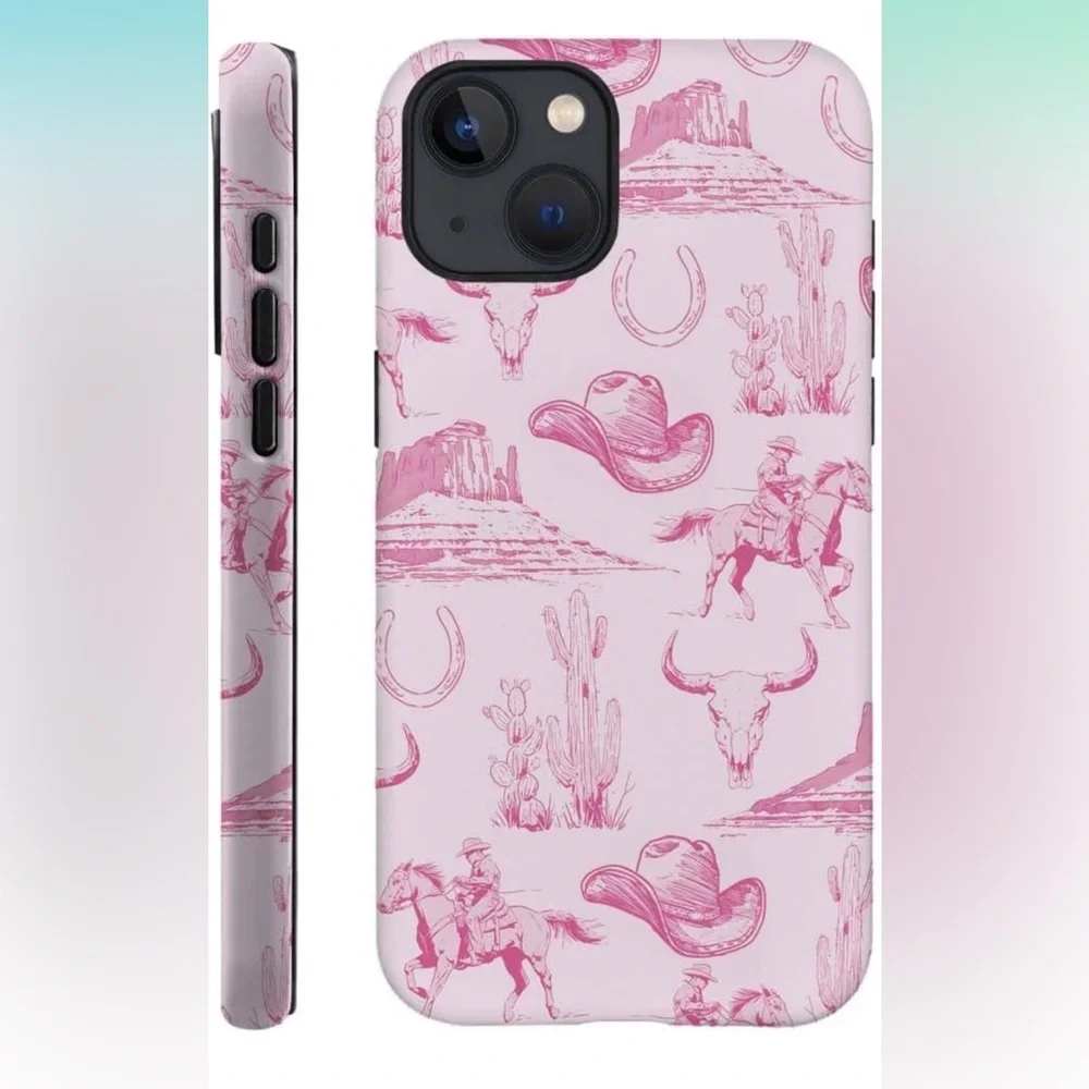 Pink Western-Themed Vintage Cowboy Cowgirl Phone Case IPhone 13 Protector